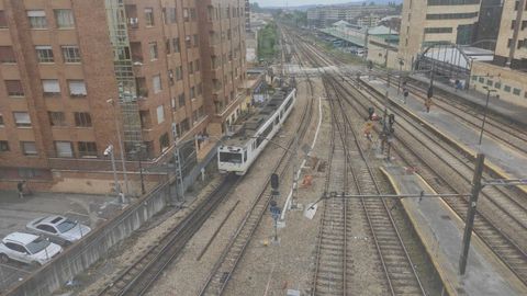 Vias de tren en Oviedo