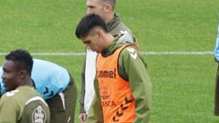El futbolista del Celta Hugo Sotelo, en un entrenamiento reciente.