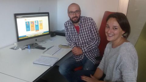 Javier Su�rez y Sara Pastor en las instalaciones de Creagenio en La Curtidora.