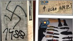 Armas incautadas por la Polic�a Nacional y pintadas realizadas por varios integrantes del grupo��White Boys�