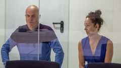El exjefe de ETA Mikel Kabikoitz, Ata, y Miren Zaldua en el juicio por el asesinato del presidente del PP en Arag�n, Manuel Gim�nez Abad, en mayo del 2001 