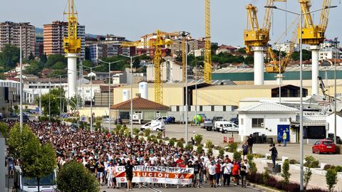 Imagen de archivo de una movilización durante la negociación del convenio del metal en el 2023.