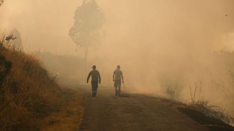 Incendio forestal en Meln, entre las aldeas de Quins y Vilaverde
