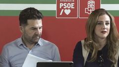 Noel L�pez, secretario de organizaci�n del PSOE andaluz, en la rueda de prensa en la que anunci� que se aparta temporalmente de sus funciones.