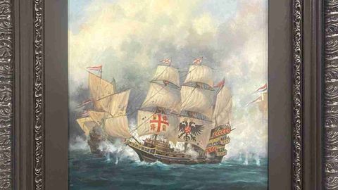 La obra de Ferrer-Dalmau expuesta en Ferrol recrea una de las grandes victorias de la Armada espa�ola.