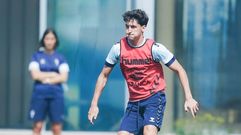 Carlos Dotor, en un entrenamiento con el Celta en la Cidade Deportiva Afouteza.