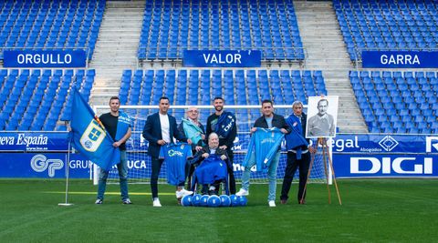 Diego Cervero, Miguel Linares, Mariann, Lalo, Borja Bastn, Carlos y Galn, en el Carlos Tartiere