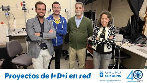 De izquiera a derecha: Aitor Fernndez, investigador;lvaro Garca, investigador; Eduardo Blanco,Director del Grupo de Investigacin y MaraJos Surez, investigadora principal del proyecto.