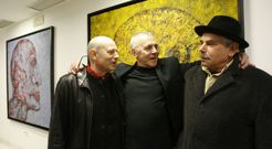 Lamazares, Alexandro y Vidal Souto en la muestra conjunta en Ourense que ahora viaja a Madrid. 