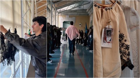 Tres detalles de la exposicin y desfile Pasado de moda