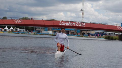 El palista gallego David Cal durante un entreno en Londres.