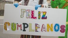 Imagen de archivo de un cartel felicitando un cumplea&ntilde;os.