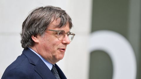 El presidente de Junts, Carles Puigdemont, antes de su reunión con el presidente de la Generalitat, Salvador Illa.