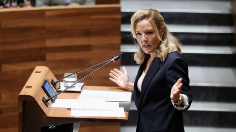  La presidenta del PP de Asturias, Teresa Mallada, durante su intervencin en el debate sobre el estado de la regin este martes en el parlamento asturiano