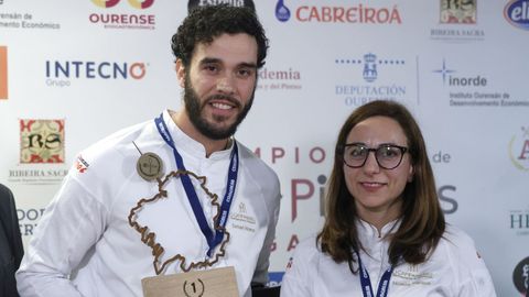 Samuel Moreno y Noelia Pacios, del restaurante O Campanario de Nogueira de Ramuín, ganadores de la cuarta edición del Campeonato de Tapas y Pinchos de Galicia.