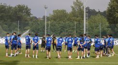 Los jugadores del Real Oviedo, en El Requex�n