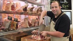 Bruno Casal en su carnicera de Freixeiro, donde ya se entrena para esta Butcher Wars.