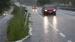 Granizada en la carretera Monforte-Lugo