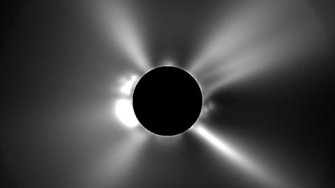 Simulaci�n de la corona solar durante el eclipse