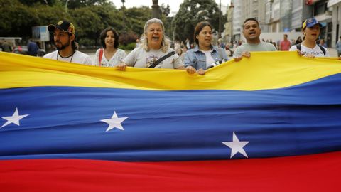 Protesta de venezolanos en A Coruña, que denunciaban en septiembre del año pasado fraude electoral en el país 