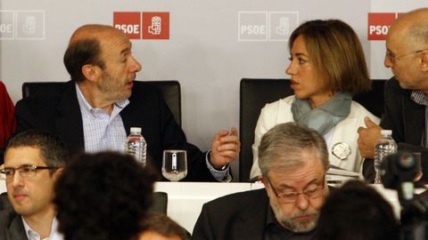 Junto a Carme Chacn en el congreso del PSOE en el que Zapatero anunci que no se presentara a la reeleccin