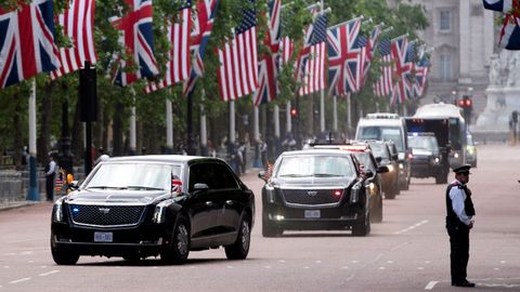 La comitiva presidencial, por las calles de Londres