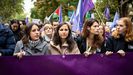 Ione Belarra e Irene Montero, de Podemos, en la manifestaci�n Solidaridad con Palestina de Madrid