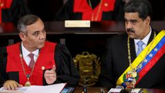 Maikel Moreno y Nicol�s Maduro, en la apertura del a�o judicial, en enero pasado