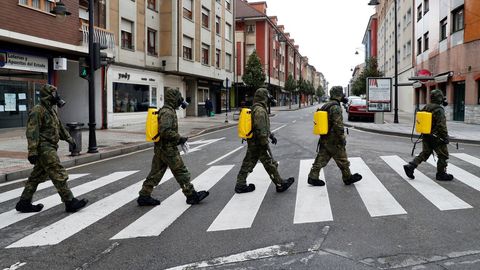 El Ej�rcito de Tierra realiza labores de desinfecci�n en Lugones