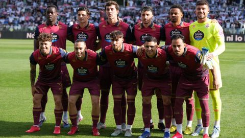 El once inicial del Deportivo ante el Burgos.