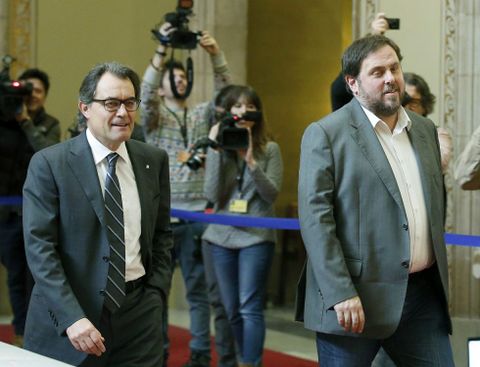 Mas y Junqueras, el pasado d�a 19, tras su pen�ltima reuni�n, en la que no hubo acuerdo. 