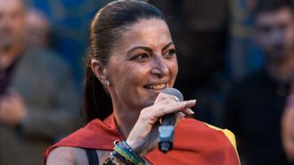 La exdiputada de Vox Macarena Olona durante una manifestaci�n ante la embajada de Marruecos el pasado 2 de agosto