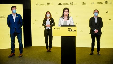 Sergi Sabri, Laura Vilagr, Marta Vilalta y Josep Maria Jov (ERC) en rueda de prensa telemtica