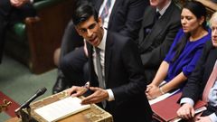 El ministro de Econom�a, Rishi Sunak, durante la presentaci�n del presupuesto