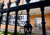 Un can que guarda la casa asaltada sesteba ayer a sus puertas.