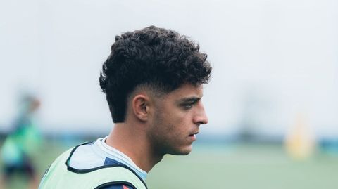El jugador del Celta Hugo �lvarez, en un entrenamiento de esta pretemporada.