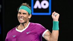 Rafa Nadal celebra su clasificacin para la final en Melbourne