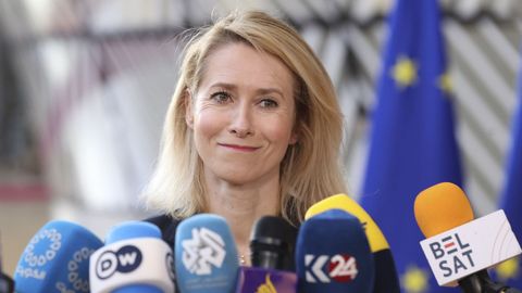 La Alta Representante de la Uni�n Europea para Pol�tica Exterior, Kaja Kallas, en declaraciones a los medios antes del Consejo de Asuntos Exteriores (CAE).