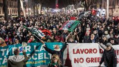 Manifestaci�n contra el certificado covi y la vacunaci�n en Tur�n, Italia