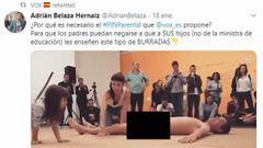 La cuenta oficial de Vox, retuiteando un bulo para defender as� la utilizaci�n de un �pin parental�