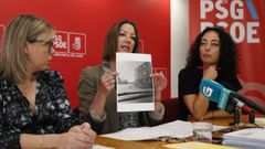 Pilar Garc�a Porto, Lara M�ndez y Ana Abelleira, este s�bado en la rueda de prensa en Lugo.