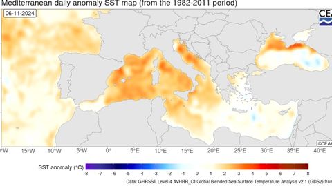 Anomala actual de la temperatura del mar Mediterrneo