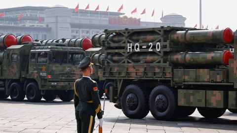 Desfile militar con motivo de la celebraci�n de la victoria de China contra Jap�n en 1945