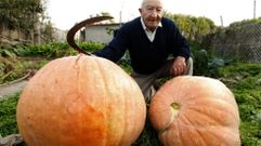 O Rulo do Convento con sus dos grandes calabazas. La de la izquierda pesa 70 kilos y la de izquierda alrededor de 60