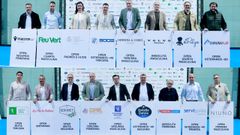 Foto superior, de izquierda a derecha: Javier L�pez Cernadas (en representaci�n de Macron), Pedro Allende (de La Voz, en representaci�n de Feu Vert), Silvia Mesejo (British International School),�Marcos Naveira (Soos), Alberto Rodr�guez (de La Voz, en representaci�n de Herrera & Cores), XXXX (Volvo-Merenauto), Xes�s Garrido (director del torneo, en representaci�n de elPulpo) y Marcos Gonz�lez (Coru�a Flat).<br /> Foto inferior, de izquierda a derecha: Daniel Arriaza (Instituto M�dico Arriaza), Manuel Moreno (director comercial de la Corporaci�n Voz de Galicia), Jorge G�mez (Siboney), Jos� Manuel R. Tub�o (CIPRL), Ram�n R�bade (Coldwell Banker), Luis S�nchez (Estrella Galicia), Juli�n Hern�ndez (Eroski Center), Borja Gal�n (Serviguide) y Mario Losada (Niuno), en el Coru�a Sport Centre de Matogrande.