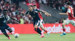 Vecino, en el partido con el Braga, uno de los pocos que disput� este verano