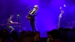 Andr�s Su�rez, en plena acci�n en su actuaci�n en Melide. 