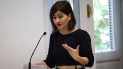 La ministra de Juventud e Infancia, Sira Rego, en la presentaci�n, este lunes, del Buz�n de las personas becarias