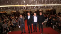 Luis Ruiz, Valent�n Gonz�lez, Patxi L�pez y Jos� Ram�n Romero, al inicio del acto.