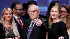 Jean Claude-Juncker, en su ltima comparecencia como presidente de la Comisin Europea en la abarrotada sala de prensa del edificio Berlaymont, la sede del Ejecutivo de Bruselas